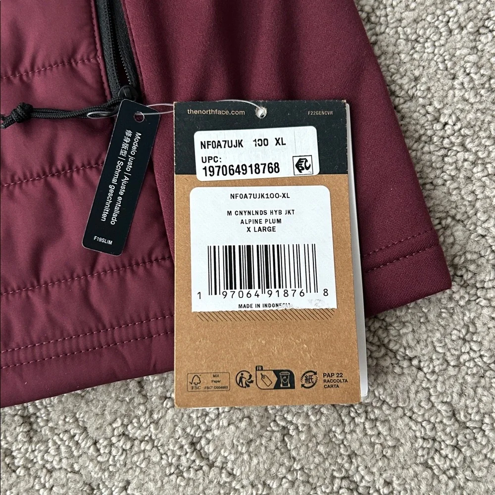 North Face Canyonlands Hybrid Puffer Jacket in Alpine Plum Men's Size XL NEW